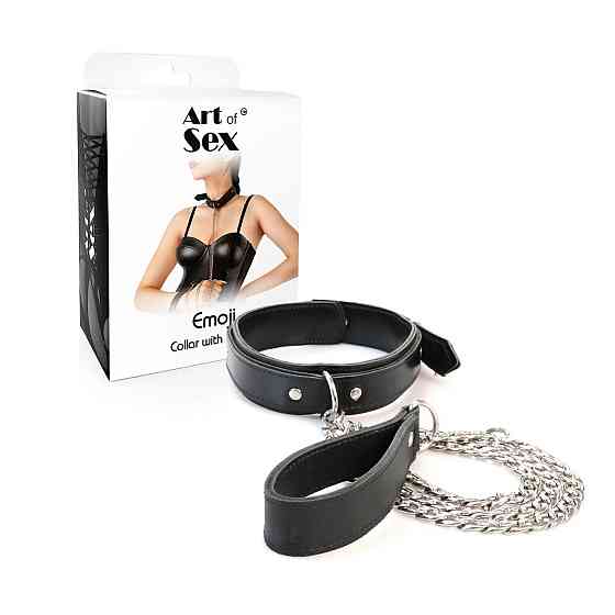 Нашийник з повідцем з екошкіри Art of Sex - Leash and Collar Emoji Sex Aura Київ