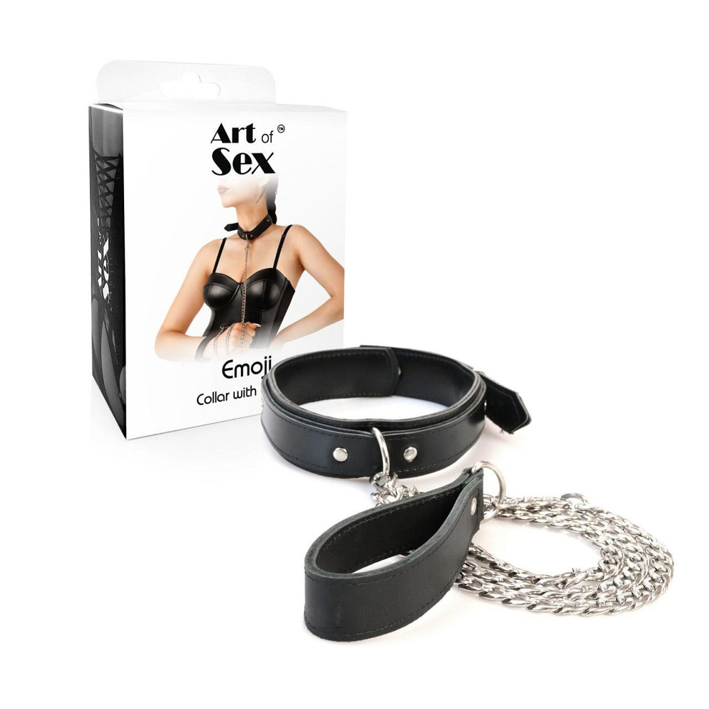 Нашийник з повідцем з екошкіри Art of Sex - Leash and Collar Emoji Sex Aura Київ - фото 3