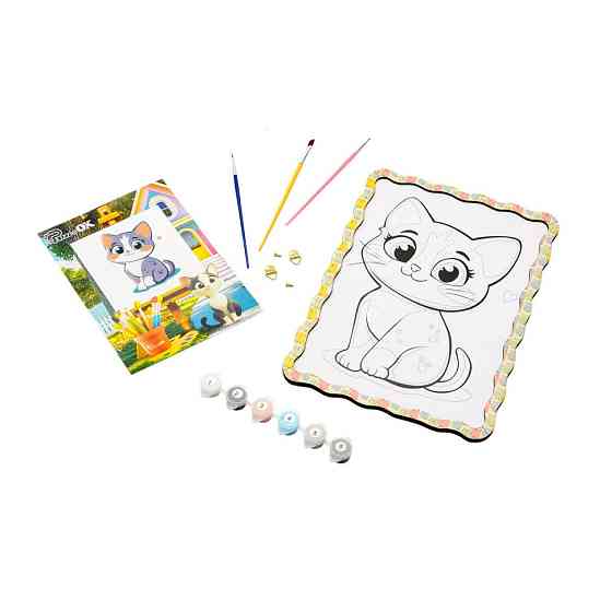 Картина по номерах "Котик" Puz-22945 формат А4 пензлик, фарби, кріплення для стіни Вінниця