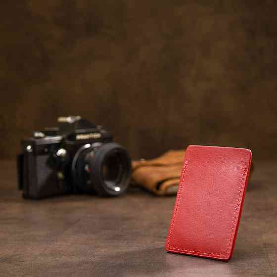 Винтажный кожаный картхолдер GRANDE PELLE 11505 Красный Киев