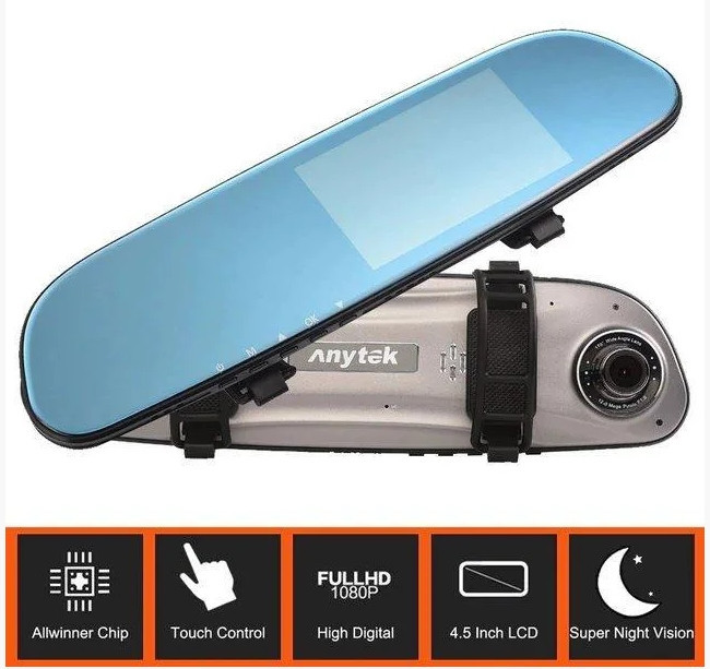 Зеркало видеорегистратор Anytek G77 Full HD 1080P на 2 камеры Винница - изображение 5