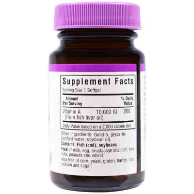 Вітамін Bluebonnet Nutrition Вітамін А 10000, 100 желатинових капсул (BLB-00298) Вінниця