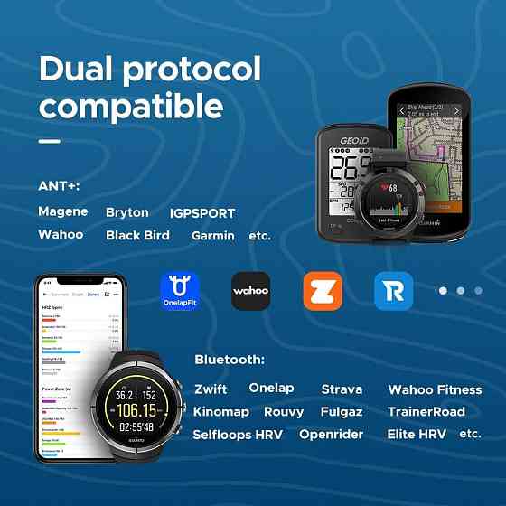 Нагрудний пульсометр GEOID HS500 з Bluetooth 4.2, ANT+ та LED-індикатором, IP67 монітор серцевого ри Київ