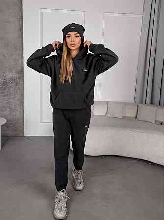 Жіночий стильний теплий костюм із флісу полар із шапкою Графіт, 46/48 Одеса