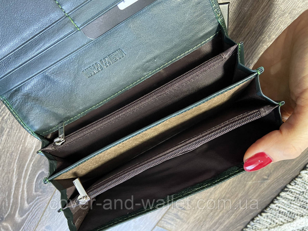 Класичний жіночий гаманець на магнітній застібці зеленого кольору Marco Coverna Київ - фото 3