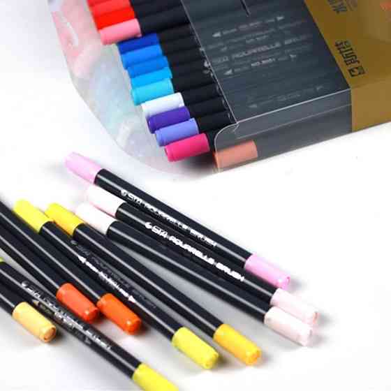 Набір двосторонніх акварельних маркери на водній основі STA 24 кольору, маркери для скетчинга і малювання Кам'янець-Подільський