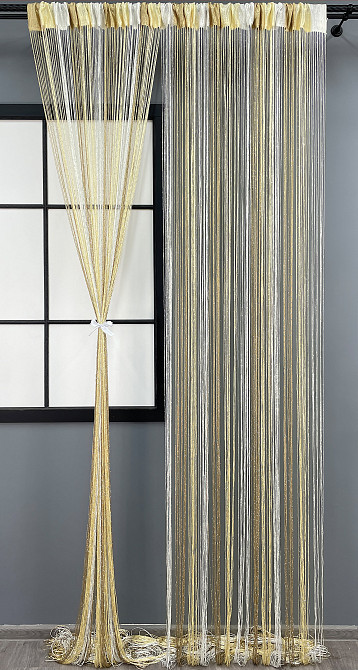 Шторы-нити с люрексом Бежевый с молочным 300х300см 1 шт (61-082) Киев - изображение 2