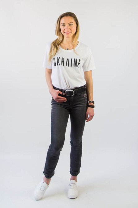 Футболка патриотическая женская 50-52 белый Киев - изображение 2