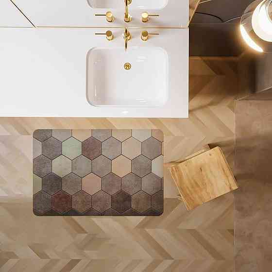 Влагопоглощающий коврик 38х58х3мм Шестиугольники (D) SW-00001571 Днепр