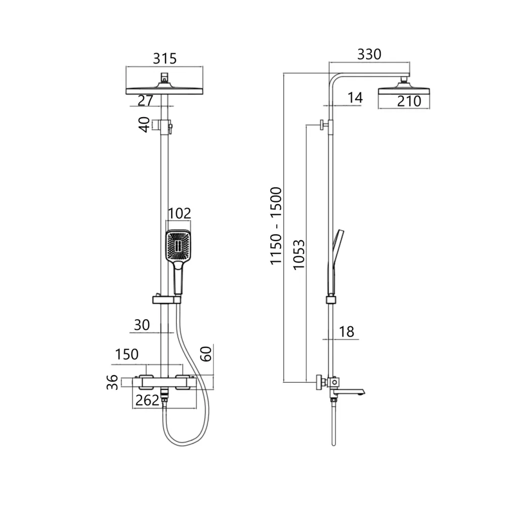 Душова система універсальна Qtap Sloup термостатична на три споживачі (з виливом) QTSLO51103OC48217 Chrome Київ - фото 2