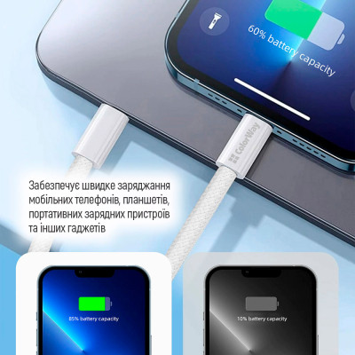 Дата кабель USB-C to Lightning 1.0m 27W grey ColorWay (CW-CBPDCL061-GR) Вінниця - фото 7