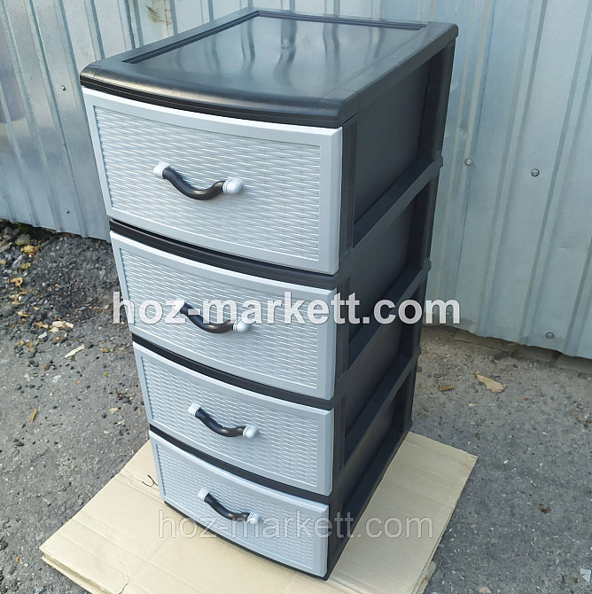 Тумбочка-комод пластиковий сірий на 4 ящики виробництво Україна Харків - фото 6