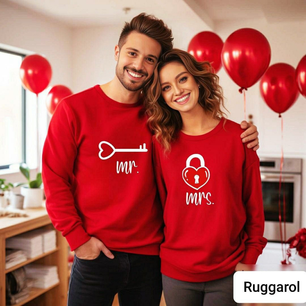 Парні новорічні світшоти "Mr. & Mrs. з ключем і замком" (червоні) Чернівці - фото 1