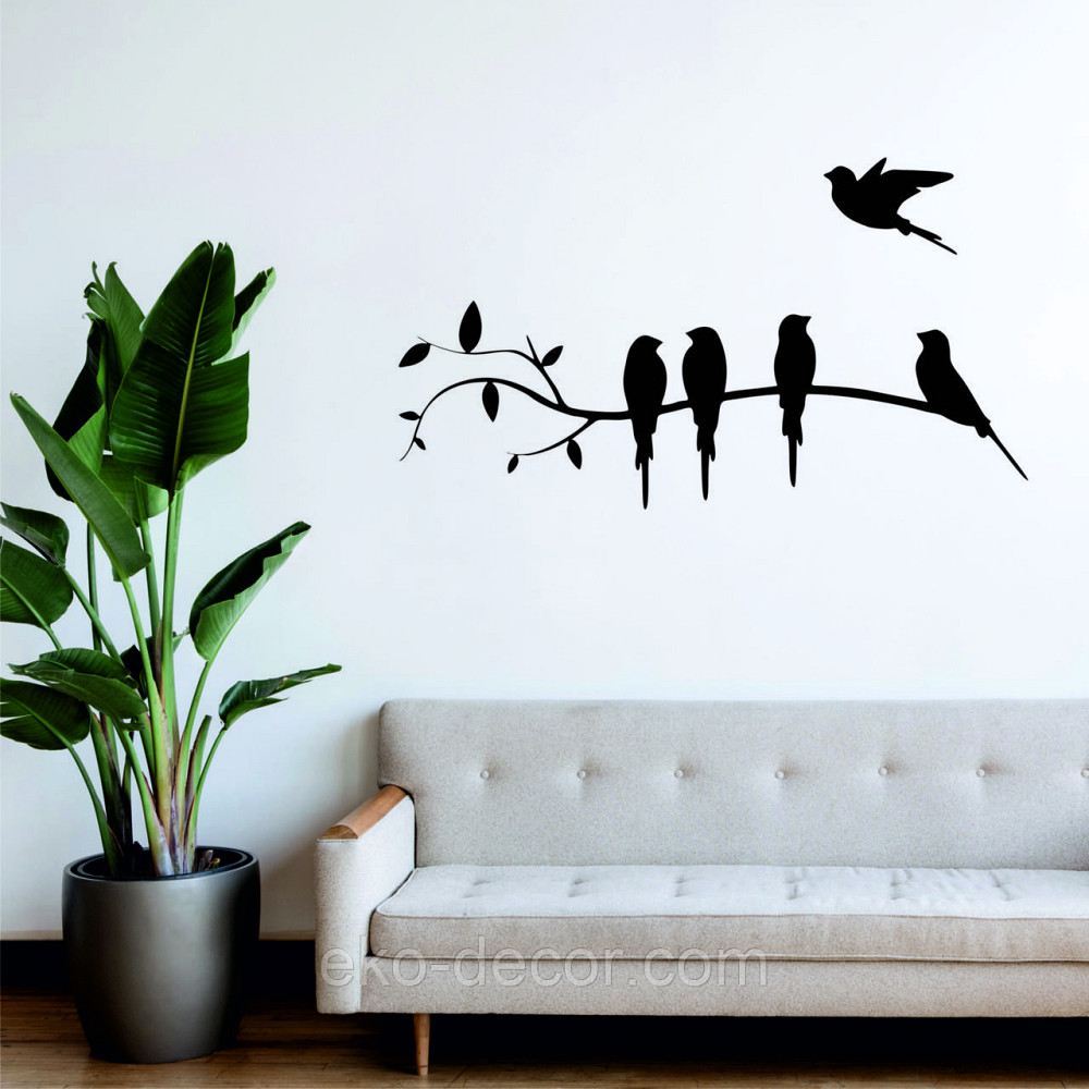 Декоративное настенное Панно «Птички на ветке», Декор на стену 90*29 см, Черный Киев - изображение 5