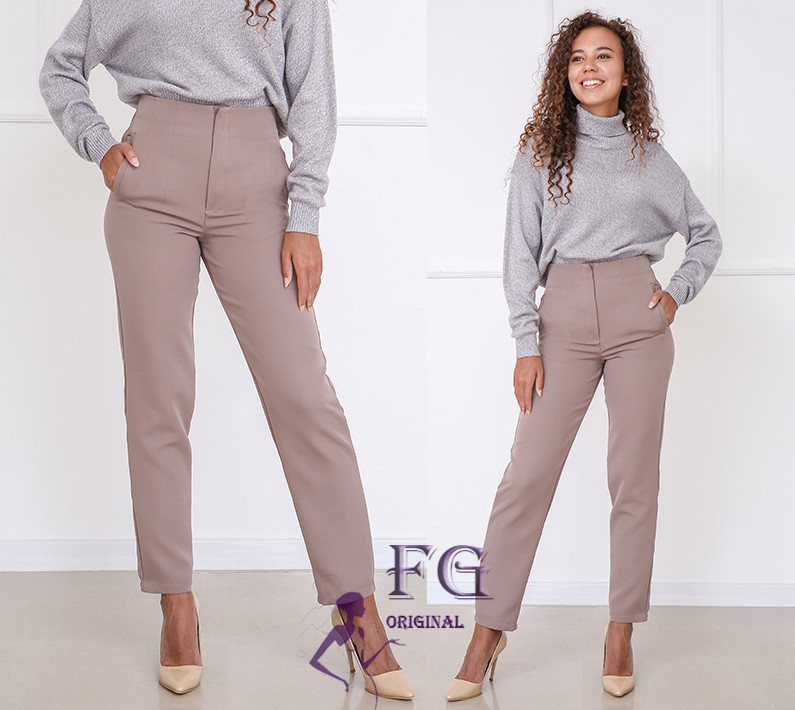 Женские прямые брюки с карманами 