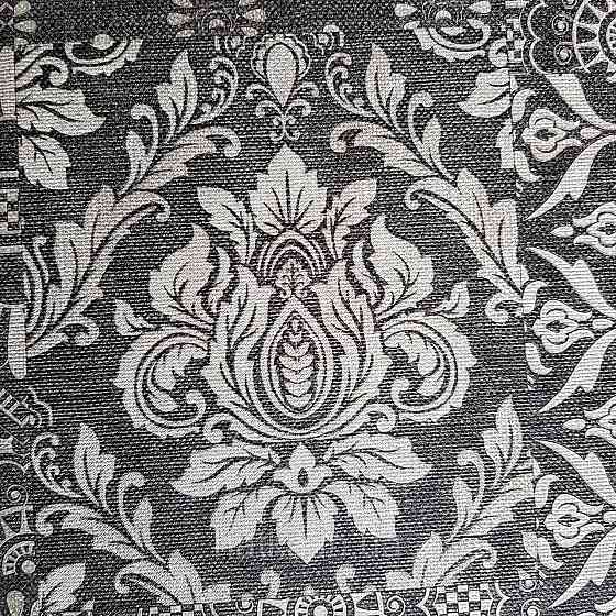 Шпалери метрові вінілові на флізелін Yuanlong Samsara східний стиль під килим білі сріблом на чорному 3д Київ