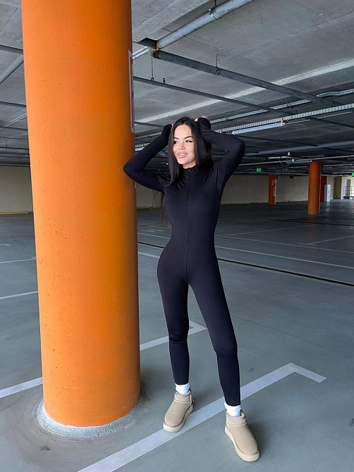 Женский утепленный облегающий комбинезон термо на флисе Черный, 46/48 Одесса - изображение 3