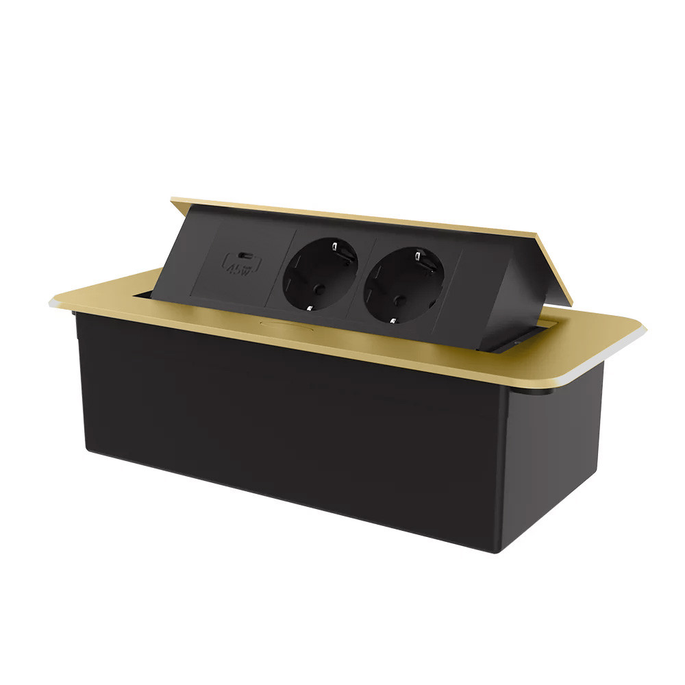 LIVOLO Меблева розетка потрійна LIVOLO золота, вбудована у стільницю, з USB Type-C 45 Вт, висув Коломия - фото 1