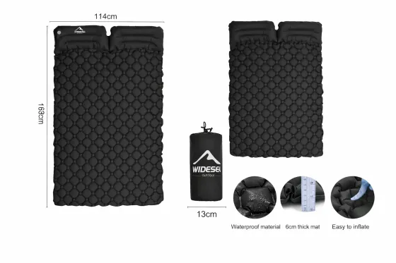 Матрас коврик надувной NMN-208 туристический с подушкой с чехлом 190 х 120 х 5 см Чёрный Коломыя