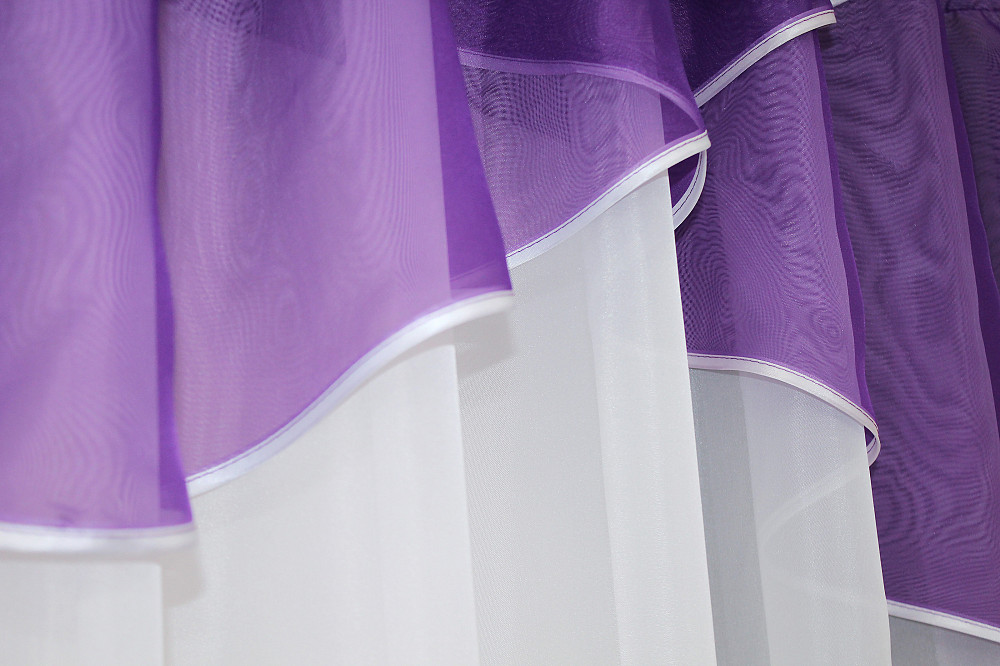 Кухонная тюль арка с ламбрекеном VR-Textil № 025к белый с фиолетовым 270х170 см (52-0784) Киев - изображение 4