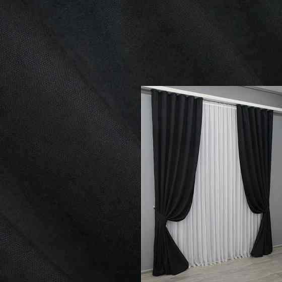 Комплект готових штор VR-Textil Мікровелюр Petek № 1522ш Чорний 150х290 см 2 шт (33-0375) Київ