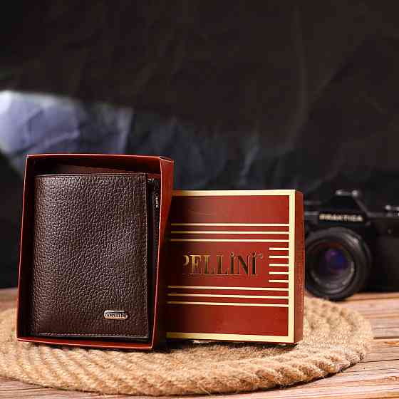 Мужской компактный вертикальный кошелек из натуральной кожи CANPELLINI 21674 Коричневый Киев