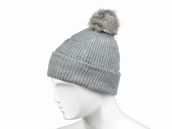 Шапка утеплена сіра з бубоном Київ - фото 1