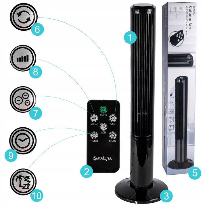 Вентилятор колонный с ионизацией MalTec WK500Wt-ION (Польша) Киев - изображение 4