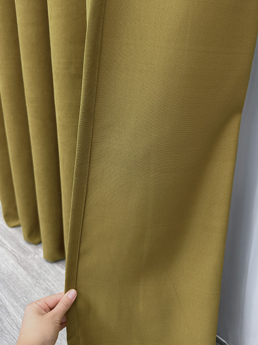 Комплект готових штор VR-Textil Мікровелюр Petek № 1514ш Гірчичний 150х290 см 2 шт (33-0382) Київ - фото 15