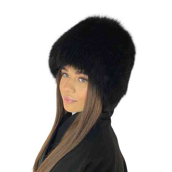 Шапка женская меховая кубанка песцовая Шарлотта Черный Харьков
