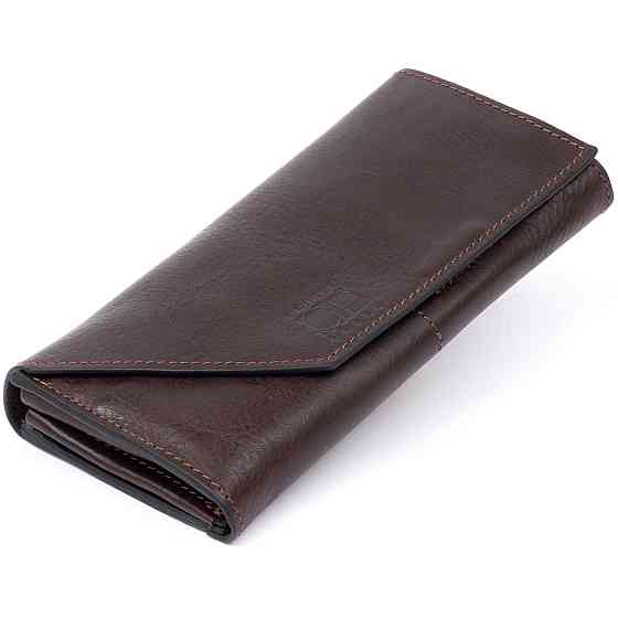 Горизонтальный клатч глянцевый на магните GRANDE PELLE 11317 Шоколадный Киев