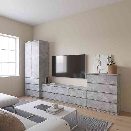 Комплект мебели в гостиную VAYS, шкаф R-9 тумба R-12 комод R-4 Бетон Львов