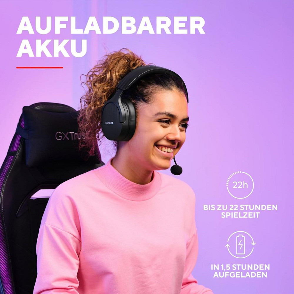 Беспроводная игровая гарнитура Trust, Bluetooth+2,4 ГГц, с RGB подсветкой, компьютерные накладные наушники Киев - изображение 8