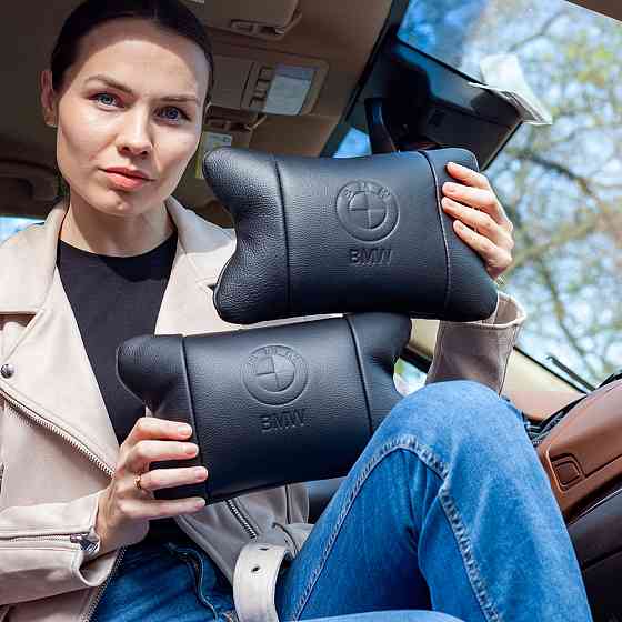 Автоподушка під голову BMW, Подушка з логотипом бренду, Подушки-підголівники на сидіння автомобіля CM-44 Львів