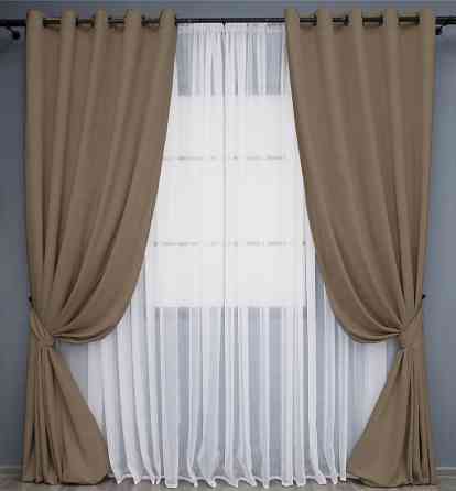Комплект штор на люверсах VR-Textil Мікровелюр Petek YL № 1799ш Какао 150х270 см 2 шт (37-0265) Київ