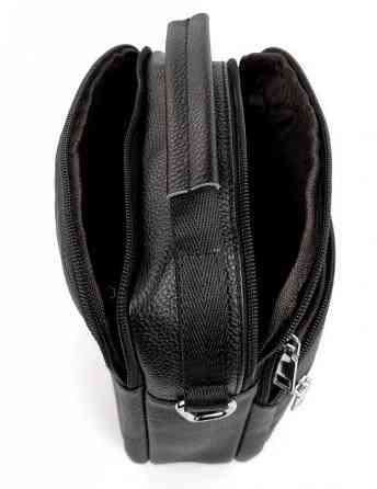 Чоловіча шкіряна сумка-барсетка на плече, чорна Київ