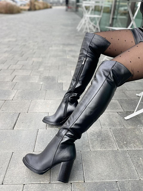 Injers Чоботи жіночі INJERS чорні натуральна шкіра зима євро-хутро висота 49см обхват голени 35 Коломыя - изображение 2