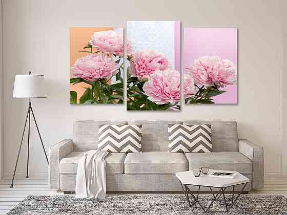 Модульная картина в гостиную / спальню  Піони  Art-664_3 70x130 см Киев