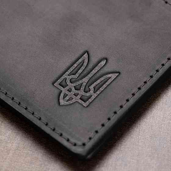 Кожаная матовая обложка для удостоверения GRANDE PELLE 11525 Черный Киев