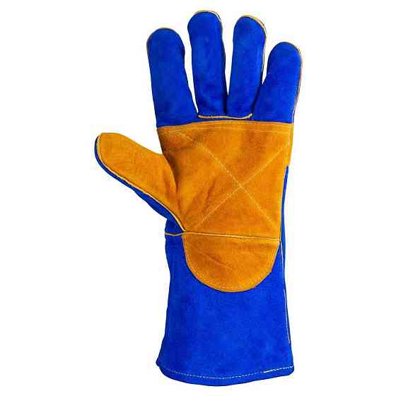 Рукавиці кроги зварника р10.5, клас А, довжина 35 см (синьо-жовті) SIGMA (9449321) Київ