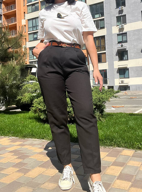 Джинси жіночі Mix Ray 3657 МОМ резинка на талії ремінь коттон, чорний, S, S, 75 см, 102 см Київ - фото 3