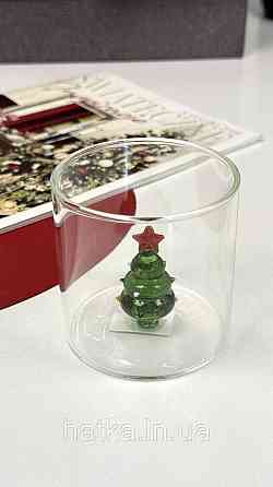 Кухоль чашка подвійне скло Olens "Зелена ялинка" 310 мл Ручне миття 102-1176 Київ