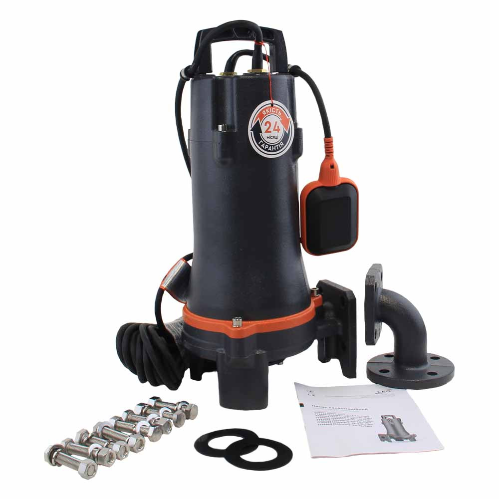 LEO Насос канализационный 1.5кВт Hmax 23.м Qmax 170л/мин (с режущим механизмом) LEO 3.0 32SWPm3 Коломия - фото 2