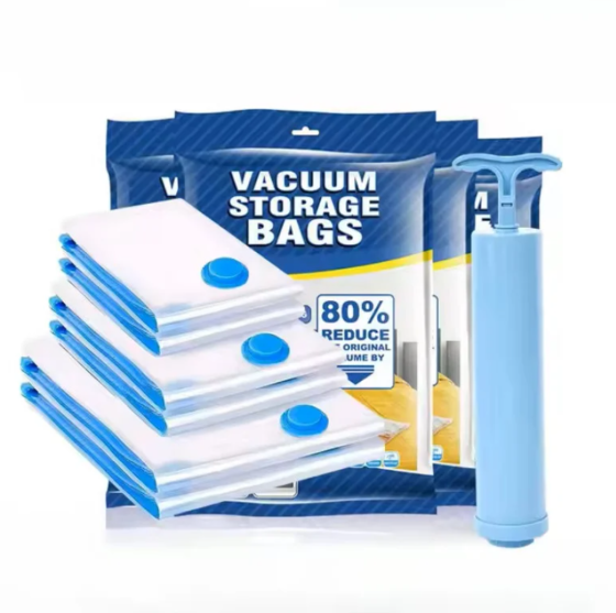 Вакуумные пакеты для хранения вещей с насосом, 10 шт, многоразовые, разные размеры 40×60–80×100 см Одесса