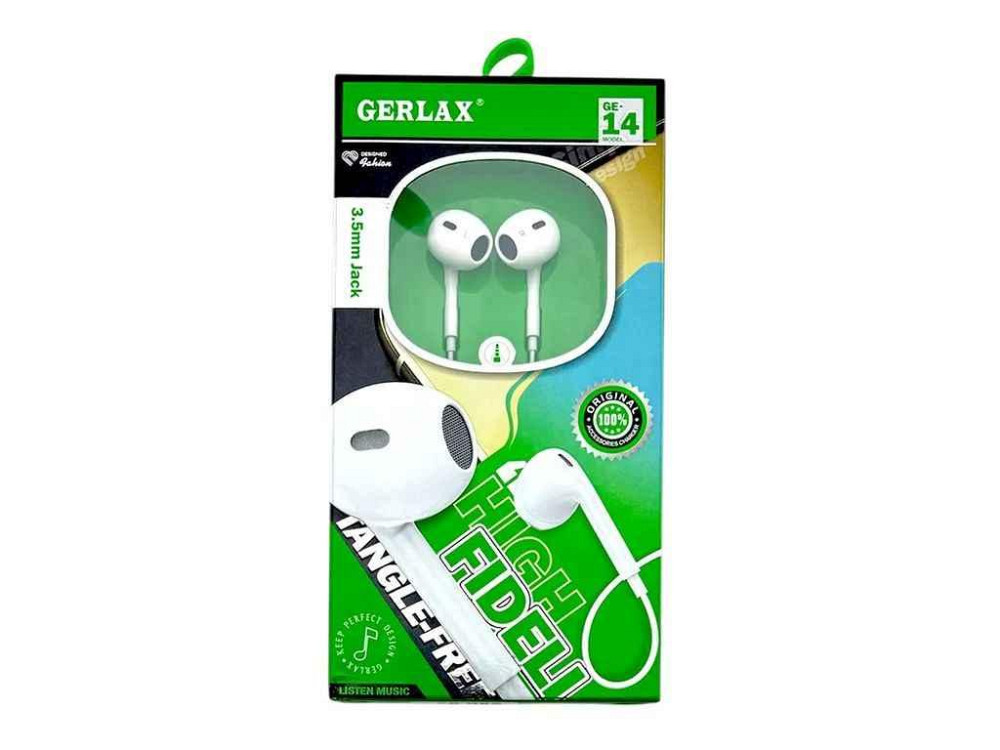 Навушники 3.5 GE-14 airpods style/вкладиші білі 1,2м 26099 ТМ Gerlax Київ - фото 1
