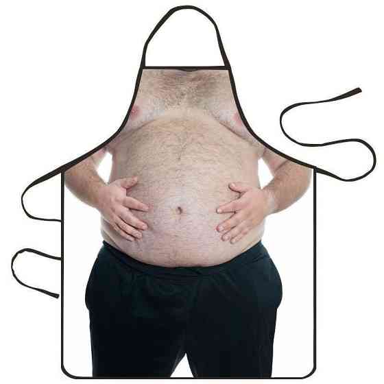 Фартух з приколом чоловічий живіт кухонний для гриля та пікніка Київ