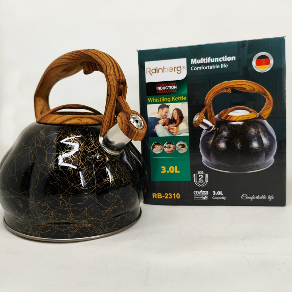 Чайник из нержавеющей стали с пищалкой Rainberg, Чайник для газовых плит для газовой комфорки SX-66 Львов - изображение 4