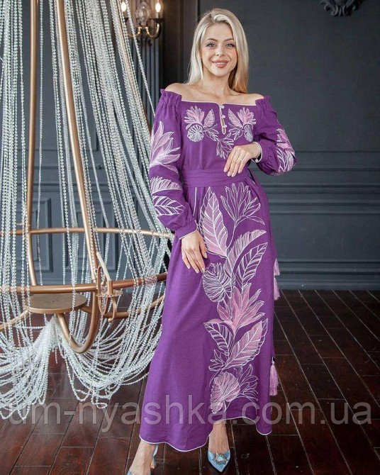 Жіноча вишита сукня на льоні Княжна рожева Кривий Ріг - фото 3