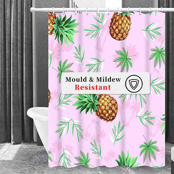 Шторка для ванны из полиэстера водонепроницаемая Bathlux 180x180 см с кольцами, занавеска для ванной комнаты Каменец-Подольский