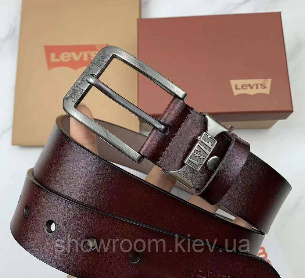 Мужской брендовый ремень Levis (515) brown Киев - изображение 1